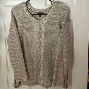 Talbots tan sweater with zipper sides
